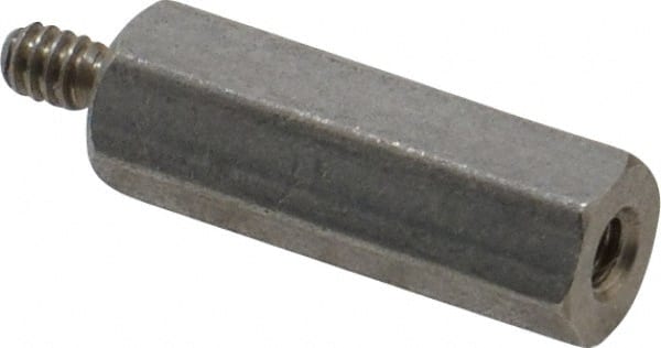 Electro Hardware - #4-40, 15/16" OAL, 1/4" Across Flats, Stainless Steel Hex Male/Female Circuit Board Standoffs - 1/4" Thread Depth, 3/4" Body Length, Bright Finish - Exact Tooling