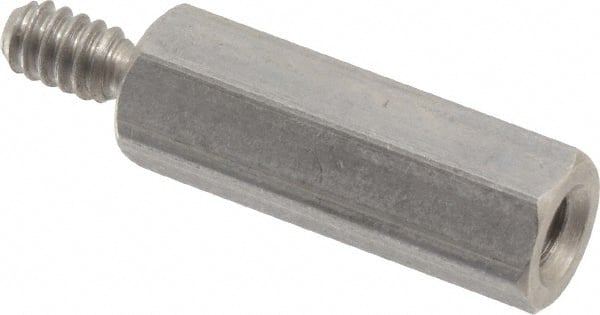 Electro Hardware - #6-32, 1" OAL, 1/4" Across Flats, Stainless Steel Hex Male/Female Circuit Board Standoffs - 3/8" Thread Depth, 3/4" Body Length, Bright Finish - Exact Tooling