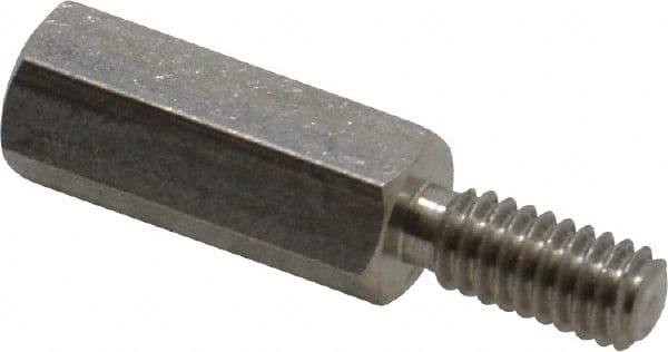 Electro Hardware - #8-32, 1" OAL, 1/4" Across Flats, Stainless Steel Hex Male/Female Circuit Board Standoffs - 7/16" Thread Depth, 5/8" Body Length, Bright Finish - Exact Tooling