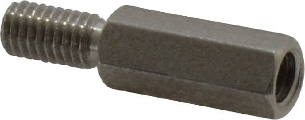 Electro Hardware - #10-32, 1" OAL, 1/4" Across Flats, Stainless Steel Hex Male/Female Circuit Board Standoffs - 1/2" Thread Depth, 5/8" Body Length, Bright Finish - Exact Tooling
