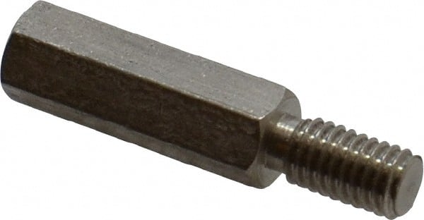 Electro Hardware - #10-32, 1-1/8" OAL, 1/4" Across Flats, Stainless Steel Hex Male/Female Circuit Board Standoffs - 1/2" Thread Depth, 3/4" Body Length, Bright Finish - Exact Tooling