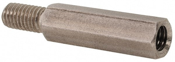 Electro Hardware - #10-32, 1-1/4" OAL, 1/4" Across Flats, Stainless Steel Hex Male/Female Circuit Board Standoffs - 1/2" Thread Depth, 7/8" Body Length, Bright Finish - Exact Tooling