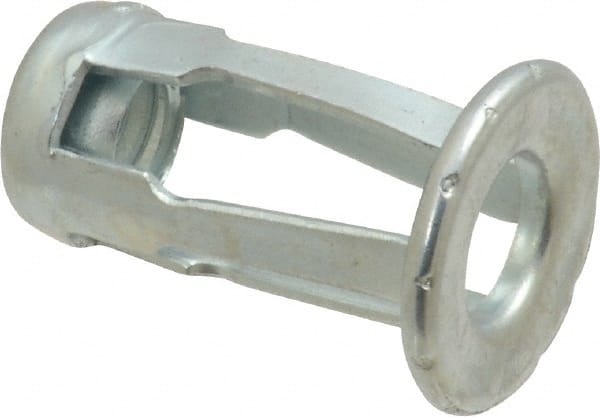 Au-Ve-Co Products - 1/4-20 UNC Thread, Zinc Plated, Steel, Screwdriver Installed Rivet Nut - 3/16 to 3/8" Grip, 5/8" Flange Diam, 0.919" Long - Exact Tooling