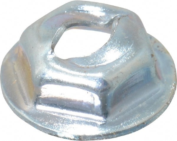Value Collection - 1/8" Hole Diam, 7/16" OD, 5/16" Width Across Flats Washer Lock Nut - Zinc-Plated Spring Steel, For Use with Non Threaded Fasteners - Exact Tooling