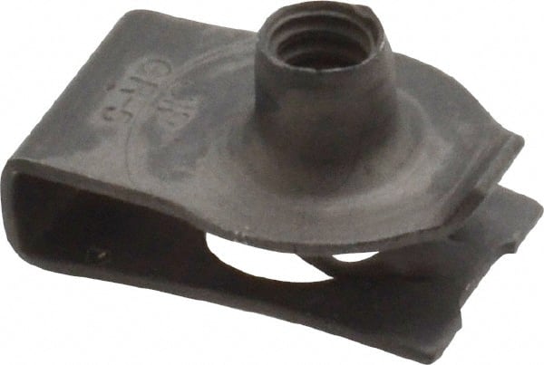 Au-Ve-Co Products - #10-24 Screw, 0.025 to 1/8" Thick, Spring Steel Extruded Tapped Hole U Nut - 15/32" Center Edge, Black Phosphate Finish - Exact Tooling