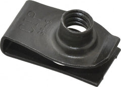 Value Collection - 1/4-20 Screw, 0.025 to 0.15" Thick, Spring Steel Extruded Tapped Hole U Nut - 17/32" Center Edge, Black Phosphate Finish - Exact Tooling