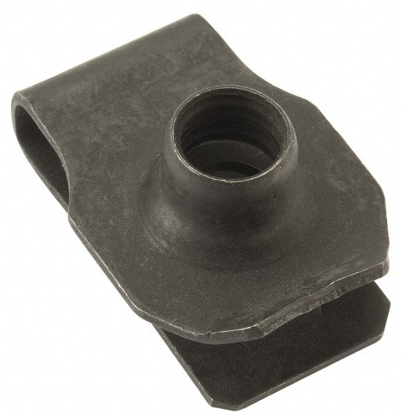 Au-Ve-Co Products - 3/8-16 Screw, 0.05 to 0.2" Thick, Spring Steel Extruded Tapped Hole U Nut - 3/4" Center Edge, Black Phosphate Finish - Exact Tooling