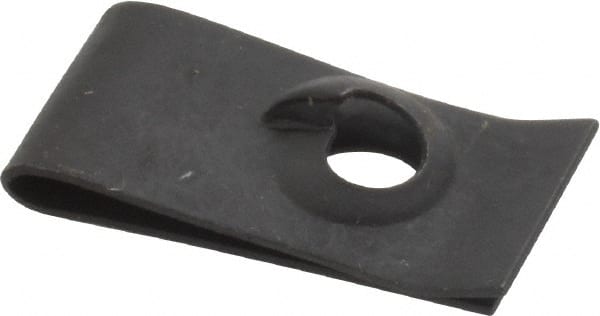 Value Collection - #10 Screw, 0.015 to 0.06" Thick, Spring Steel Extruded Tapped Hole U Nut - 15/32" Center Edge, Black Phosphate Finish - Exact Tooling