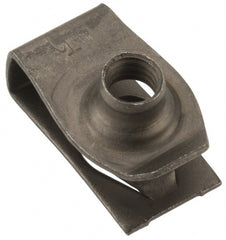 Au-Ve-Co Products - M6x1.00 Screw, 3.4 to 6.3mm Thick, Spring Steel Extruded Tapped Hole U Nut - 17/32" Center Edge, Black Phosphate Finish - Exact Tooling