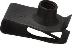 Value Collection - M6x1.00 Screw, 0.8 to 4mm Thick, Spring Steel Extruded Tapped Hole U Nut - 17/32" Center Edge, Black Phosphate Finish - Exact Tooling