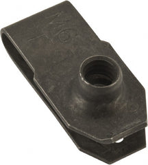 Au-Ve-Co Products - M6x1.00 Screw, 1 to 2.5mm Thick, Spring Steel Extruded Tapped Hole U Nut - 25/32" Center Edge, Black Phosphate Finish - Exact Tooling