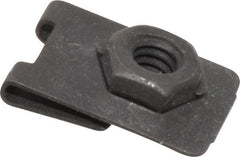 Value Collection - 1/4-20 Screw, 0.032 to 0.093" Thick, Spring Steel J Nut Retainer - 1/2" Center Edge, Black Phosphate Finish - Exact Tooling