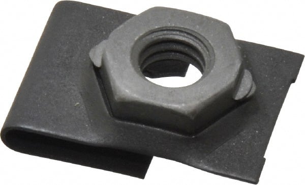 Value Collection - 5/16-18 Screw, 0.087 to 0.093" Thick, Spring Steel J Nut Retainer - 9/16" Center Edge, Black Phosphate Finish - Exact Tooling