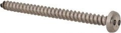 Made in USA - #8 Pan Head Spanner Sheet Metal Screw - Stainless Steel, 2" Length Under Head, Grade 18-8 - Exact Tooling