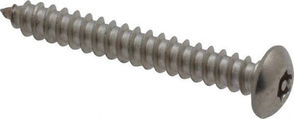 Value Collection - #8 Button Head Torx Sheet Metal Screw - Stainless Steel, 1-1/4" Length Under Head, Grade 18-8, T15 Drive - Exact Tooling