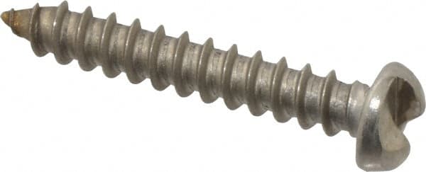 Made in USA - #8 Round Head Slotted Sheet Metal Screw - Stainless Steel, 1" Length Under Head, Grade 18-8 - Exact Tooling