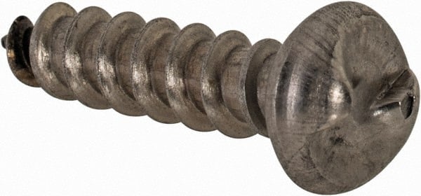 Made in USA - #10 Round Head Slotted Sheet Metal Screw - Stainless Steel, 3/4" Length Under Head, Grade 18-8 - Exact Tooling