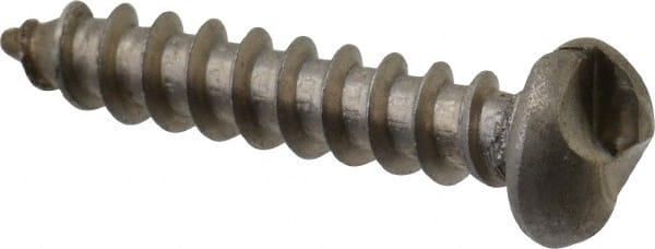 Made in USA - #10 Round Head Slotted Sheet Metal Screw - Stainless Steel, 1" Length Under Head, Grade 18-8 - Exact Tooling