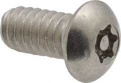 Made in USA - 1/4-20 UNC, 1/2" Length Under Head Torx Drive Machine Screw - Button Head, Grade 18-8 Stainless Steel, Uncoated, Without Washer - Exact Tooling