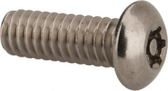 Made in USA - 1/4-20 UNC, 3/4" Length Under Head Torx Drive Machine Screw - Button Head, Grade 18-8 Stainless Steel, Uncoated, Without Washer - Exact Tooling
