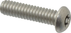 Made in USA - 1/4-20 UNC, 1" Length Under Head Torx Drive Machine Screw - Button Head, Grade 18-8 Stainless Steel, Uncoated, Without Washer - Exact Tooling