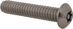 Made in USA - 1/4-20 UNC, 1-1/4" Length Under Head Torx Drive Machine Screw - Button Head, Grade 18-8 Stainless Steel, Uncoated, Without Washer - Exact Tooling