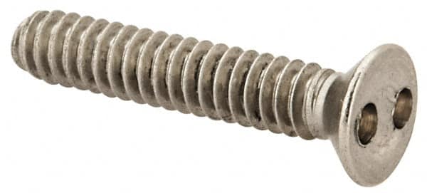 Made in USA - #6-32 UNC, 3/4" OAL Spanner Drive Machine Screw - Flat Head, Grade 18-8 Stainless Steel, Uncoated, Without Washer - Exact Tooling