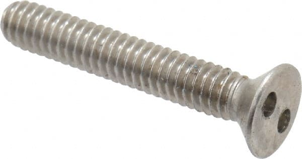 Made in USA - #8-32 UNC, 1" OAL Spanner Drive Machine Screw - Flat Head, Grade 18-8 Stainless Steel, Uncoated, Without Washer - Exact Tooling