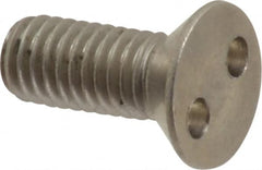 Made in USA - #10-32 UNF, 1/2" OAL Spanner Drive Machine Screw - Flat Head, Grade 18-8 Stainless Steel, Uncoated, Without Washer - Exact Tooling
