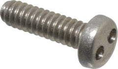Made in USA - #6-32 UNC, 1/2" OAL Spanner Drive Machine Screw - Pan Head, Grade 18-8 Stainless Steel, Uncoated, Without Washer - Exact Tooling