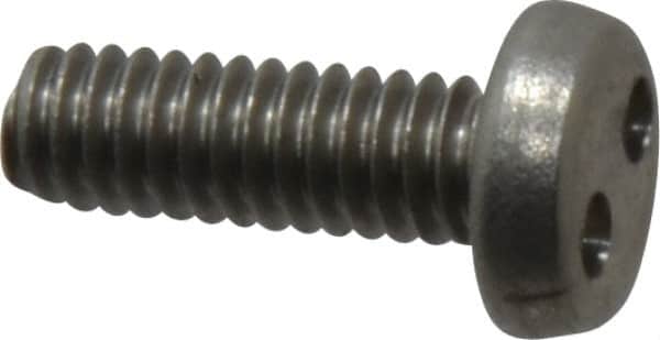 Made in USA - #8-32 UNC, 1/2" OAL Spanner Drive Machine Screw - Pan Head, Grade 18-8 Stainless Steel, Uncoated, Without Washer - Exact Tooling