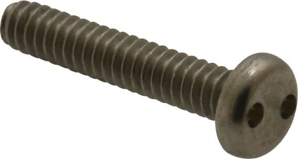 Made in USA - #10-24 UNC, 1" OAL Spanner Drive Machine Screw - Pan Head, Grade 18-8 Stainless Steel, Uncoated, Without Washer - Exact Tooling