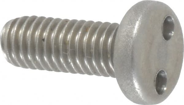 Made in USA - #10-32 UNF, 1/2" OAL Spanner Drive Machine Screw - Pan Head, Grade 18-8 Stainless Steel, Uncoated, Without Washer - Exact Tooling