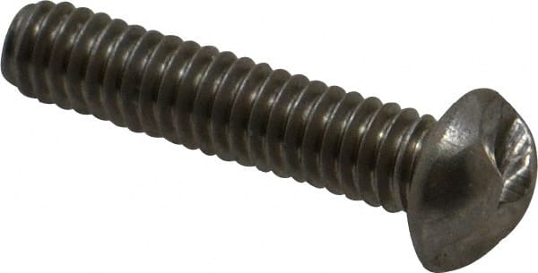 Made in USA - #8-32 UNC, 3/4" Length Under Head One Way Drive Machine Screw - Round Head, Grade 18-8 Stainless Steel, Uncoated, Without Washer - Exact Tooling