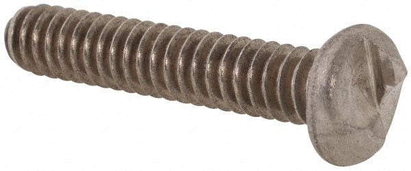 Made in USA - #10-24 UNC, 1" Length Under Head One Way Drive Machine Screw - Round Head, Grade 18-8 Stainless Steel, Uncoated, Without Washer - Exact Tooling