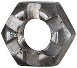 Value Collection - 1/4-28 UNF Grade 5 Steel Castle Locknut - 7/16" Width Across Flats, 9/32" High, Uncoated - Exact Tooling