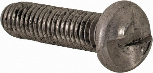 Made in USA - #10-32 UNF, 3/4" Length Under Head One Way Drive Machine Screw - Round Head, Grade 18-8 Stainless Steel, Uncoated, Without Washer - Exact Tooling