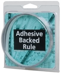 Made in USA - 6 Ft. Long x 1/2 Inch Wide, 1/32 Inch Graduation, Silver, Mylar Adhesive Tape Measure - Reads Left to Right, Horizontal Scale - Exact Tooling