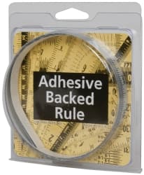 Made in USA - 6 Ft. Long x 1/2 Inch Wide, 1/32 Inch Graduation, Silver, Mylar Adhesive Tape Measure - Reads Right to Left, Horizontal Scale - Exact Tooling
