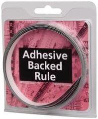 Made in USA - 9 Ft. Long x 1/2 Inch Wide, 1/32 Inch Graduation, Silver, Mylar Adhesive Tape Measure - Reads Right to Left, Horizontal Scale - Exact Tooling