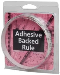 Made in USA - 3 Ft. Long x 1/2 Inch Wide, 1/16 Inch Graduation, Clear, Mylar Adhesive Tape Measure - Reads Left to Right, Horizontal Scale - Exact Tooling