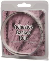 Made in USA - 3 Ft. Long x 1/2 Inch Wide, 1/16 Inch Graduation, Clear, Mylar Adhesive Tape Measure - Reads Right to Left, Horizontal Scale - Exact Tooling