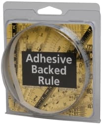 Made in USA - 3 Ft. Long x 1/2 Inch Wide, 1/16 Inch Graduation, Silver, Mylar Adhesive Tape Measure - Reads Left to Right, Horizontal Scale - Exact Tooling