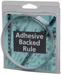 Made in USA - 3 Ft. Long x 1/2 Inch Wide, 1/16 Inch Graduation, Silver, Mylar Adhesive Tape Measure - Reads Right to Left, Horizontal Scale - Exact Tooling