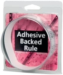 Made in USA - 3 Ft. Long x 1-1/4 Inch Wide, 1/16 Inch Graduation, Silver, Mylar Adhesive Tape Measure - Reads Left to Right, Horizontal Scale - Exact Tooling