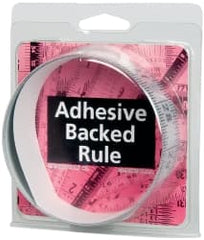 Made in USA - 3 Ft. Long x 1-1/4 Inch Wide, 1/16 Inch Graduation, Silver, Mylar Adhesive Tape Measure - Reads Left to Right, Horizontal Scale - Exact Tooling