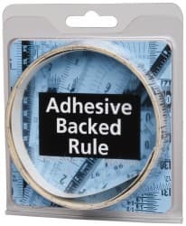 Made in USA - 6 Ft. Long x 1/2 Inch Wide, 1/16 Inch Graduation, Clear, Mylar Adhesive Tape Measure - Reads Left to Right, Horizontal Scale - Exact Tooling