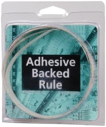 Made in USA - 6 Ft. Long x 1/2 Inch Wide, 1/16 Inch Graduation, Clear, Mylar Adhesive Tape Measure - Reads Right to Left, Horizontal Scale - Exact Tooling