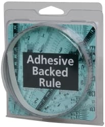 Made in USA - 6 Ft. Long x 1/2 Inch Wide, 1/16 Inch Graduation, Silver, Mylar Adhesive Tape Measure - Reads Right to Left, Horizontal Scale - Exact Tooling