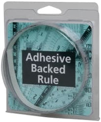 Made in USA - 6 Ft. Long x 1/2 Inch Wide, 1/16 Inch Graduation, Silver, Mylar Adhesive Tape Measure - Reads Right to Left, Horizontal Scale - Exact Tooling
